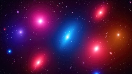 Poster - Cosmic dance of colorful nebulae outer space digital art galactic environment wide-angle view universe exploration