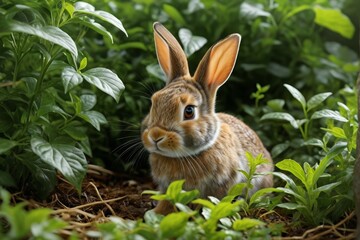 Wall Mural - there is a rabbit that is sitting in the grass