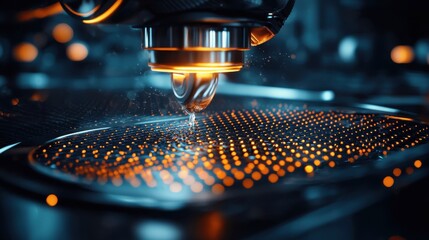 Poster - Futuristic Metallic Engineering Backdrop With Intricate Digital Patterns And Mechanisms
