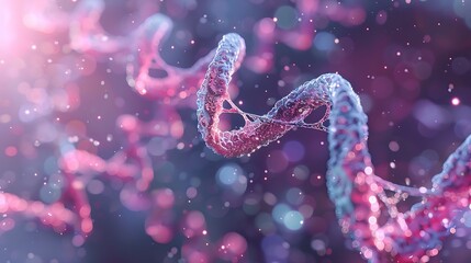 Poster - Close-up 3D render of DNA double helix, showcasing intricate structure and beautiful form. Representing scientific breakthrough.