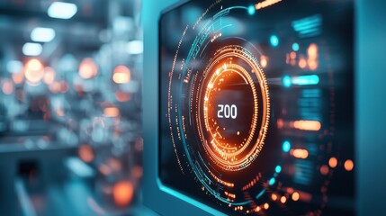Poster - Futuristic Digital Dashboard Interface with HUD and Advanced Electronic Controls