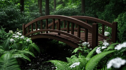 Poster - A wooden bridge with a white flower on it
