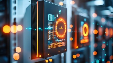 Poster - Digital Data Monitoring and Control Panel with Futuristic HUD Interface