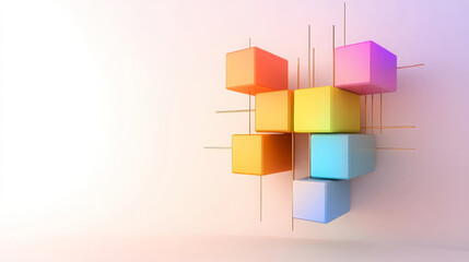 Poster - visually captivating abstract design featuring colorful cubes arranged in dynamic composition, showcasing vibrant hues and geometric lines that evoke sense of modernity and creativity