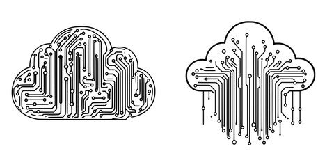 Poster - Cloud computing technology graphic illustrating interconnected circuits and digital patterns for modern data storage
