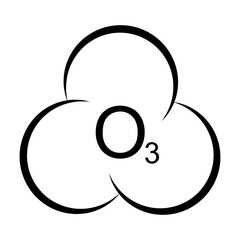 Poster - Black line drawing of the ozone molecule symbol O3
