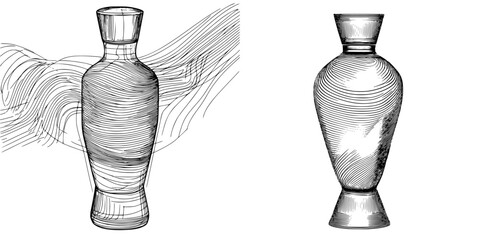 Poster - Stylized vase design showcasing intricate patterns and artistic variations in form and texture
