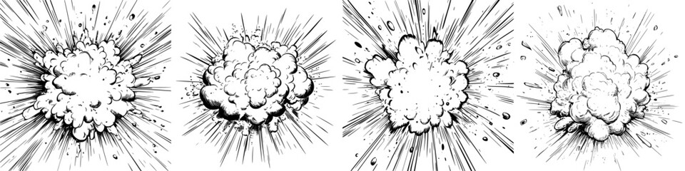 Poster - Explosive bursts with clouds of smoke and debris accentuating dynamic action in a dramatic sequence