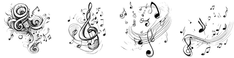 Poster - Musical notes and treble clef designs in a creative illustration showcasing the beauty of music expression