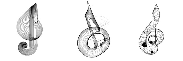 Poster - Musical notes represented in abstract line art showcasing creativity and sound in a minimalist design
