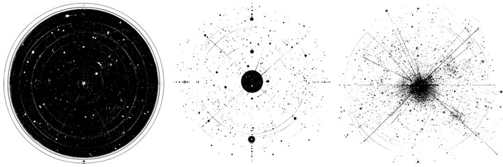 Wall Mural - scientific illustration of cosmic phenomena with celestial patterns and star configurations from dif