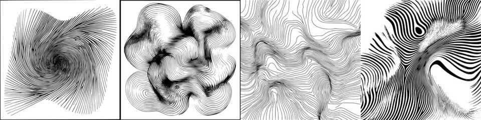 Poster - Abstract patterns created with bold lines showcasing dynamic movement in a monochrome style