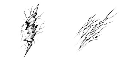 Poster - Lightning design illustrations showcasing dynamic energy and motion in a minimalist style
