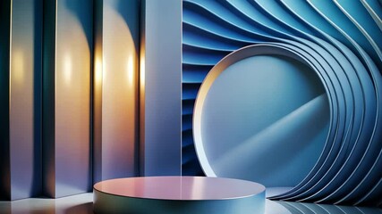 Poster - Vibrant abstract space with flowing curves and smooth textures in a modern artistic setting. Generative AI