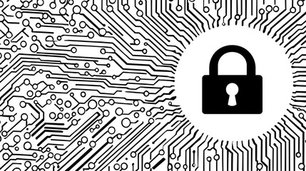 Poster - Abstract digital security design with complex password fields and multi-layer encryption.