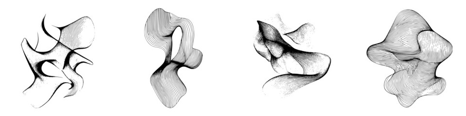 Poster - Hand-drawn vector illustration showcasing abstract shapes and flowing lines in a creative composition