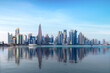 © hasan - Doha, Qatar - October 14, 2020: The Panoramic skyline of Doha, Qatar during sunrise