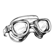 Poster - Detailed hand-drawn vector illustration of vintage goggles on a plain background