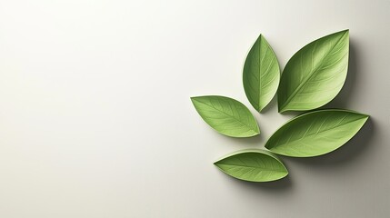 Leinwandbilder - Abstract nature-inspired eco symbol with overlapping green leaves on a white background.