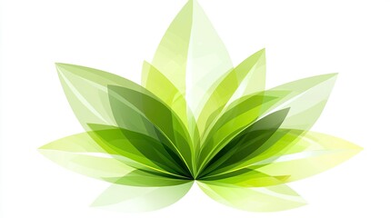 Leinwandbilder - Abstract nature-inspired eco symbol with overlapping green leaves on a white background.