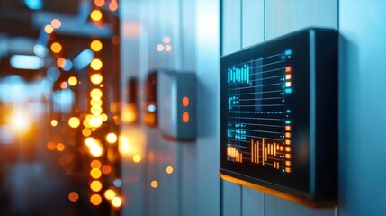 Poster - data analytics dashboard with various financial graphs and charts on a digital display screen