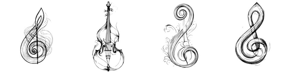 Poster - Vector illustration of hand-drawn musical symbols showcasing creativity and artistic expression