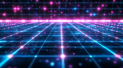 Poster - Futuristic digital grid, glowing lines, vibrant colors,  background,  abstract design
