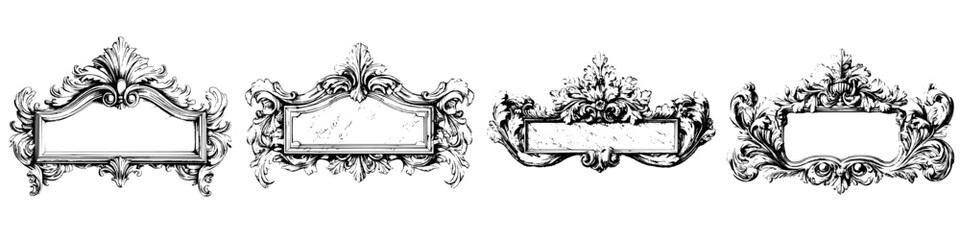 Poster - Elegant hand-drawn decorative frames suitable for various artistic designs and purposes in a vintage style