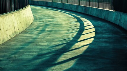 Wall Mural - Aerial perspective of an empty road with dramatic shadows and copy space.