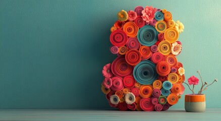 Poster - Vibrant numeral eight adorned with flowers set against a blue backdrop to inspire innovative design
