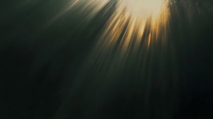Poster - dramatic sunlight rays bursting through a dark cloudy sky creating a mesmerizing display of heavenly