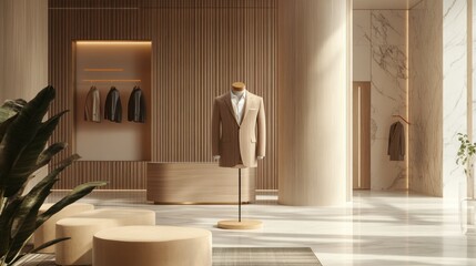 Poster - Luxury Beige Men's Clothing Boutique Interior Design