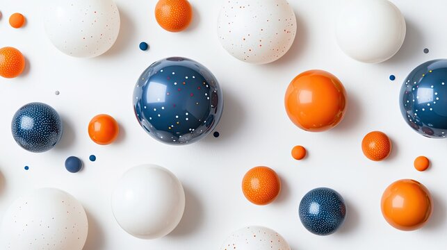 Brightly colored balloons and shimmering confetti on a clean white background.