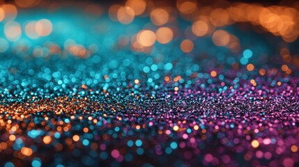 Poster - A blurred and de-focused abstract bokeh background in blue and silver hues represents a winter theme, symbolizing New Year and Christmas concepts