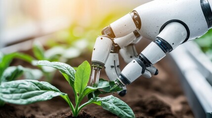 Poster - robotic arm tending to plant in smart agriculture setting