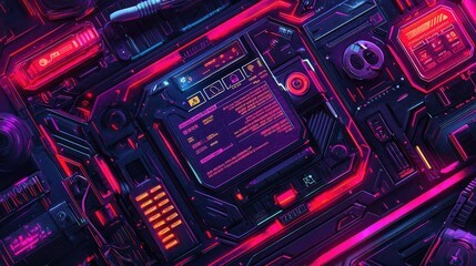 Poster - Cyber protection background with futuristic login prompts, security keys, and encryption codes.