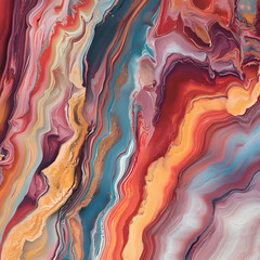 Poster - Vibrant Abstract Fluid Art: An explosive display of colors and textures creates a captivating visual experience. Swirling paints intertwine to form waves and layers.