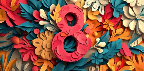 Poster - An eight-shaped design featuring floral patterns and bright hues is ideal for special occasions that call for color