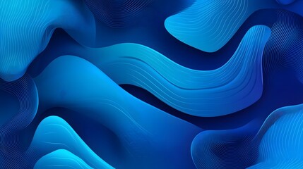 Fototapete - Abstract blue background with curved shapes and thin lines