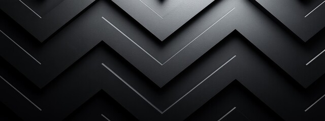 Zigzag Lines on Black Background for Design, Banner Template, Abstract Zigzag Lines Wallpaper with Copy Space, Minimalist Zigzag Pattern Wallpaper