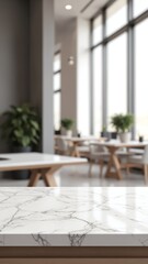 Aufkleber - White stone marble table top and blurred abstract background from interior building banner background