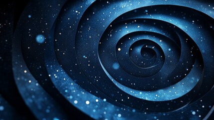 Wall Mural - Abstract minimalist wallpaper with spiral shapes and circles on Blue background. Featuring white space in the center for text, ideal for design templates and modern banners.