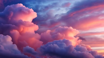 Poster - Breathtaking sunset clouds paint the sky in vibrant hues over serene landscape at dusk. Generative AI