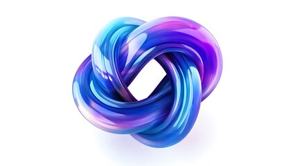 Wall Mural - Abstract trefoil knot rendered with glossy blue and purple material