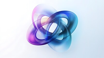 Wall Mural - Abstract intertwining torus shapes showing color gradient on bright background