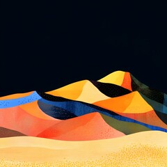 Poster - stunning abstract landscape with geometric shapes vibrant colors and dramatic sand dunes and hills t