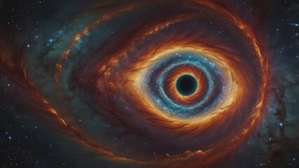 Wall Mural - A highly detailed and surrealistic illustration of a cosmic whirlpool in space. In the center of the image, there is a large blue and white whirlpool that dominates the view.