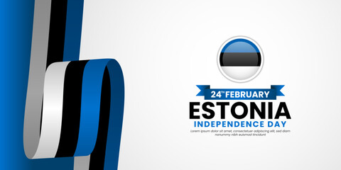 Estonia independence day banner background template design with national flag for greeting card