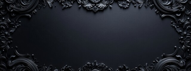Aufkleber - Chic black background with intricate patterns. Featuring white space in the center for text. Elegant dark wallpaper ideal for design and banners. Simple geometric modern wallpaper.