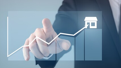 Poster - Business growth strategies corporate office infographic digital environment close-up view economic trends